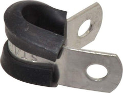 Made in USA - 1/4" Pipe, 1/4" Rod, Cushion Clamp - Gray & Black, Grade 304 Stainless Steel & EPDM Cushion - Americas Tooling