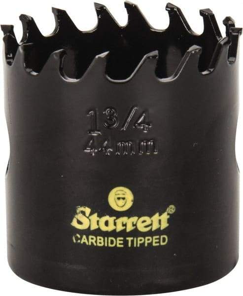 Starrett - 1-3/4" Diam, 1-5/8" Cutting Depth, Hole Saw - Carbide-Tipped Saw, Toothed Edge - Americas Tooling