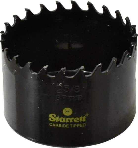 Starrett - 2-5/8" Diam, 1-5/8" Cutting Depth, Hole Saw - Carbide-Tipped Saw, Toothed Edge - Americas Tooling