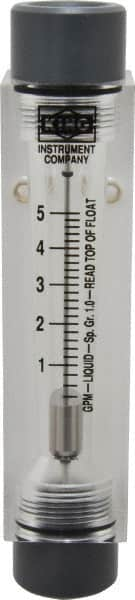 King - 1/2" FNPT Port Block Style, Inline Flowmeter - 100 Max psi, 5 GPM, Acrylic - Americas Tooling