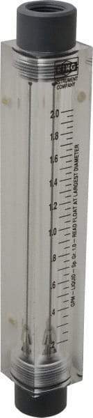 King - 1/2" FNPT Port Block Style, Inline Flowmeter - 100 Max psi, 2 GPM, Acrylic - Americas Tooling