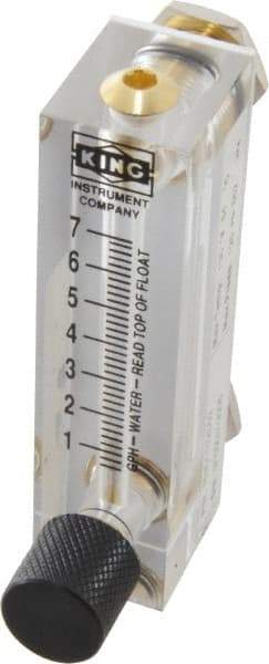 King - 1/4" F Port Block Style Panel Mount Flowmeter - 100 Max psi, 7 GPH, Acrylic - Americas Tooling