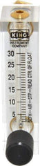 King - 1/4" F Port Block Style, Panel Mount Flowmeter - 125 Max psi, 30 SCFH, Acrylic - Americas Tooling