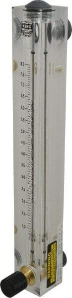 King - 1/2" F Port Block Style, Panel Mount Flowmeter - 125 Max psi, 8 SCFM, Acrylic - Americas Tooling