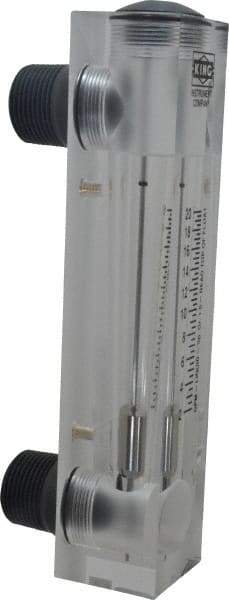 King - 1" M Port Block Style Panel Mount Flowmeter - 100 Max psi, 20 GPM, Acrylic - Americas Tooling