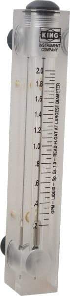 King - 1/2" M Port Block Style Panel Mount Flowmeter - 100 Max psi, 2 GPM, Acrylic - Americas Tooling