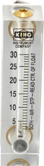 King - 1/4" FNPT Port Block Style, Panel Mount Flowmeter - 125 Max psi, 30 SCFH, Acrylic - Americas Tooling