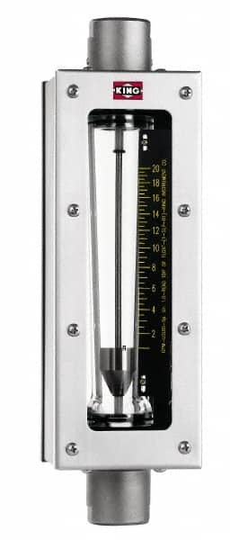 King - 1" FNPT Port Glass Tube/Stainless Case Flowmeter - 200 Max psi, 26.0 GPM, 304 Stainless Steel - Americas Tooling