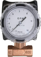 Made in USA - 3/4" NPT Port RCM Industries Flo-Gage Flowmeter - 180 Max psi, 1.5 to 10 GPM, Bronze - Americas Tooling