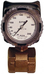 Made in USA - 2" NPT Port RCM Industries Flo-Gage Flowmeter - 180 Max psi, 30 to 200 GPM, Bronze - Americas Tooling