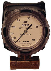 Made in USA - 1/2" NPT Port RCM Industries Flo-Gage Flowmeter - 180 Max psi, Bronze - Americas Tooling