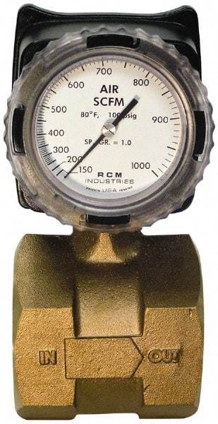 Made in USA - 3" NPT Port RCM Industries Flo-Gage Flowmeter - 180 Max psi, Bronze - Americas Tooling