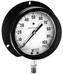 Made in USA - 4-1/2" Dial, 1/4 Thread, 0-60 Scale Range, Pressure Gauge - Lower Connection Mount, Accurate to 1% of Scale - Americas Tooling