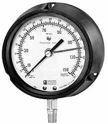 Made in USA - 3-1/2" Dial, 1/4 Thread, 0-100 & 0-231 Scale Range, Pressure Gauge - Lower Connection Mount, Accurate to 1% of Scale - Americas Tooling