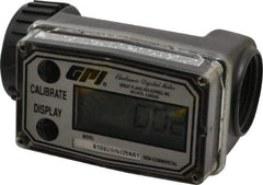 GPI - 1" Port Electronic Digital Flowmeter & Totalizer - 150 Max psi, 0.3 to 3 GPM, Nylon - Americas Tooling