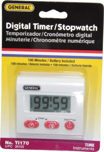 General - Minute Second Count Up and Down Timer - White - Americas Tooling