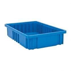 Quantum Storage - 75 Lb Load Capacity Blue Polypropylene Dividable Container - Stacking, 16-1/2" Long x 10.9" Wide x 3-1/2" High - Americas Tooling