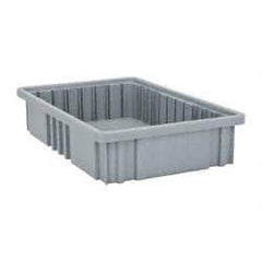 Quantum Storage - 75 Lb Load Capacity Gray Polypropylene Dividable Container - Stacking, 16-1/2" Long x 10.9" Wide x 3-1/2" High - Americas Tooling