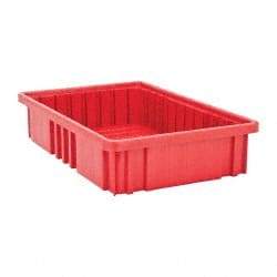 Quantum Storage - 75 Lb Load Capacity Red Polypropylene Dividable Container - Stacking, 16-1/2" Long x 10.9" Wide x 3-1/2" High - Americas Tooling