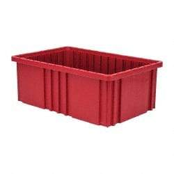 Quantum Storage - 75 Lb Load Capacity Red Polypropylene Dividable Container - Stacking, 16-1/2" Long x 10.9" Wide x 6" High - Americas Tooling