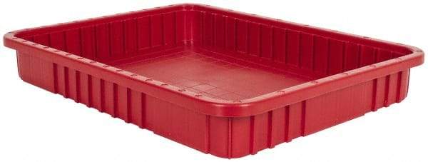 Quantum Storage - 100 Lb Load Capacity Red Polypropylene Dividable Container - Stacking, 22-1/2" Long x 17-1/2" Wide x 3" High - Americas Tooling