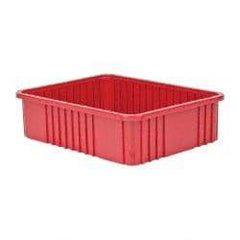 Quantum Storage - 100 Lb Load Capacity Red Polypropylene Dividable Container - Stacking, 22-1/2" Long x 17-1/2" Wide x 6" High - Americas Tooling