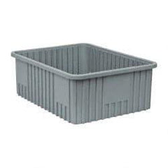 Quantum Storage - 100 Lb Load Capacity Gray Polypropylene Dividable Container - Stacking, 22-1/2" Long x 17-1/2" Wide x 8" High - Americas Tooling