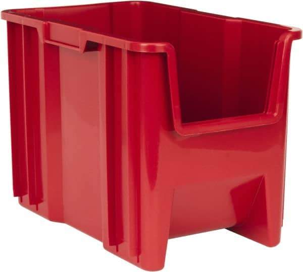 Quantum Storage - 75 Lb. Load Capacity, 17-1/2" Deep, Red Polyethylene Hopper Stacking Bin - 12-1/2" High x 10-7/8" Wide x 17-1/2" Long - Americas Tooling