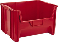 Quantum Storage - 75 Lb. Load Capacity, 15-1/4" Deep, Red Polyethylene Hopper Stacking Bin - 12-7/16" High x 19-7/8" Wide x 15-1/4" Long - Americas Tooling