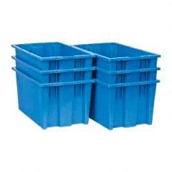 Quantum Storage - 75 Lb Load Capacity Blue Polyethylene Tote Container - Stacking, Nesting, 18" Long x 11" Wide x 9" High - Americas Tooling