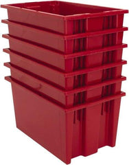 Quantum Storage - 75 Lb Load Capacity Red Polyethylene Tote Container - Stacking, Nesting, 18" Long x 11" Wide x 9" High - Americas Tooling