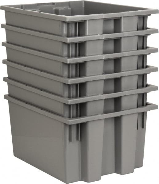 Quantum Storage - 75 Lb Load Capacity Gray Polyethylene Tote Container - Stacking, Nesting, 19-1/2" Long x 15-1/2" Wide x 10" High - Americas Tooling