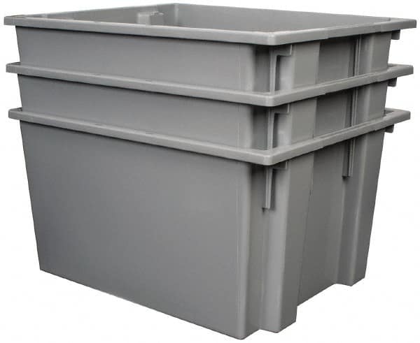 Quantum Storage - 100 Lb Load Capacity Gray Polyethylene Tote Container - Stacking, Nesting, 23-1/2" Long x 19-1/2" Wide x 13" High - Americas Tooling