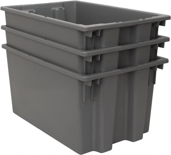 Quantum Storage - 100 Lb Load Capacity Gray Polyethylene Tote Container - Stacking, Nesting, 23-1/2" Long x 15-1/2" Wide x 12" High - Americas Tooling