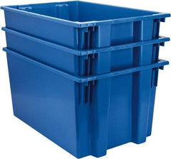 Quantum Storage - 100 Lb Load Capacity Blue Polyethylene Tote Container - Stacking, Nesting, 29-1/2" Long x 19-1/2" Wide x 15" High - Americas Tooling