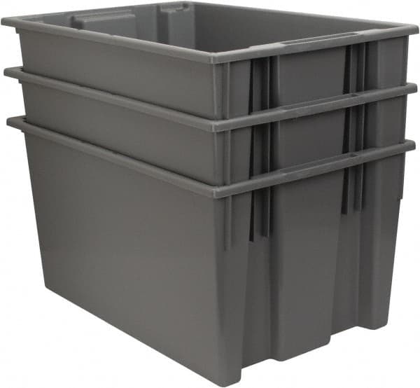 Quantum Storage - 100 Lb Load Capacity Gray Polyethylene Tote Container - Stacking, Nesting, 29-1/2" Long x 19-1/2" Wide x 15" High - Americas Tooling