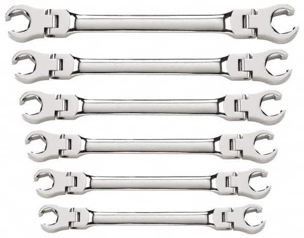 GearWrench - 6 Piece, 9mm x 11mm to 19mm x 21mm, 6 Point Flare Nut Wrench Set - Metric Measurement Standard, Full Polish Finish - Americas Tooling