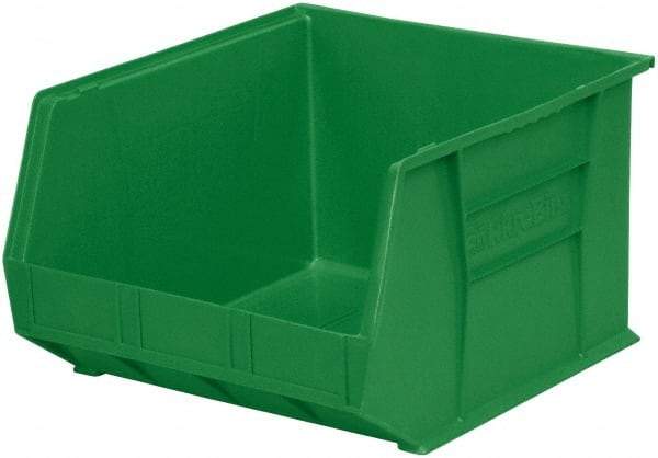 Akro-Mils - 75 Lb. Load Capacity, 18" Deep, Green Polymer Hopper Stacking Bin - 11" High x 16-1/2" Wide x 18" Long - Americas Tooling