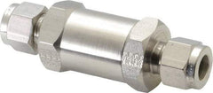 Parker - 3/8" Stainless Steel Check Valve - Inline, Comp x Comp, 6,000 WOG - Americas Tooling