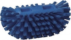 Vikan - 1-1/2" Bristle Length, Polyester Utility Scrub Brush - 5-1/2" Wide Head, 8" OAL, European Threaded Handle, Blue, Polypropylene Block - Americas Tooling