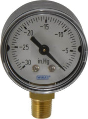 Wika - 1-1/2" Dial, 1/8 Thread, 30-0 Scale Range, Pressure Gauge - Lower Connection Mount, Accurate to 3-2-3% of Scale - Americas Tooling