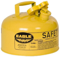 Eagle - 2 Gal Galvanized Steel Type I Safety Can - 9-1/2" High x 11-1/4" Diam, Yellow - Americas Tooling