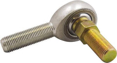 Made in USA - 3/16" ID, 5/8" Max OD, 2,855 Lb Max Static Cap, Male Spherical Rod End with Stud - 10-32 LH, 3/4" Shank Length, Alloy Steel with Steel Raceway - Americas Tooling