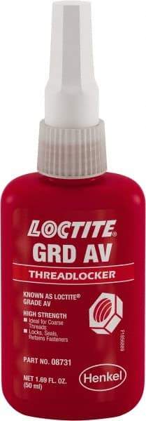 Loctite - 50 mL, Red, High Strength Liquid Threadlocker - 24 hr Full Cure Time - Americas Tooling