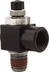 ARO/Ingersoll-Rand - 1/4" Male NPT x 1/4" Female NPT Right Angle Flow Control Valve - 0 to 150 psi & Brass Material - Americas Tooling