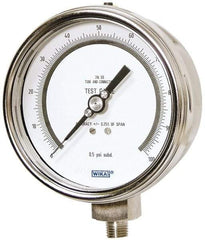 Wika - 4" Dial, 1/4 Thread, 0-100 Scale Range, Pressure Gauge - Lower Connection Mount, Accurate to 0.25% of Scale - Americas Tooling