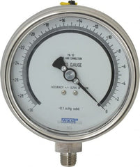 Wika - 4" Dial, 1/4 Thread, 30-0 Scale Range, Pressure Gauge - Lower Connection Mount, Accurate to 0.25% of Scale - Americas Tooling