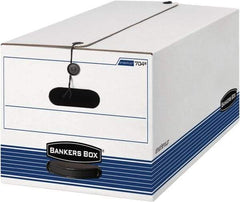 BANKERS BOX - 1 Compartment, 12 Inch Wide x 24 Inch Deep x 10 Inch High, File Storage Box - 1 Ply Side, 2 Ply Bottom, 2 Ply End, White and Blue - Americas Tooling