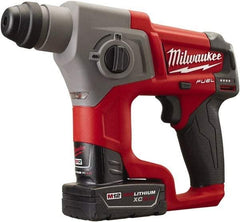 Milwaukee Tool - 12 Volt SDS Plus Chuck Cordless Rotary Hammer - 0 to 6,200 BPM, 0 to 900 RPM, Reversible - Americas Tooling