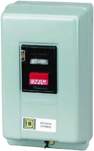 Square D - 3 Poles, 30 Amp, M-1 NEMA, Enclosed Pushbutton Manual Motor Starter - 10 hp at 380 to 575 VAC & 7-1/2 hp at 200 to 230 VAC, CSA, NEMA 1 & UL Listed - Americas Tooling